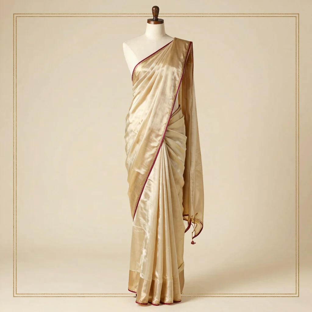 Champagne Tussar Saree